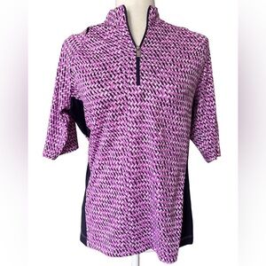 Tail White Label Elbow Sleeve UPF 50+ Purple and Blue Golf Active Shirt Size M